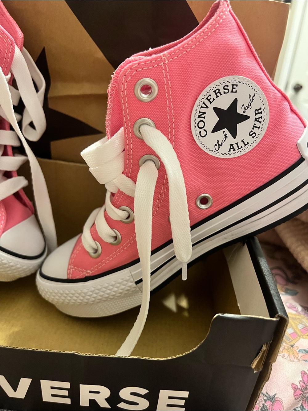 Converse Kids High-Top Sneakers in Pink with White Accents
